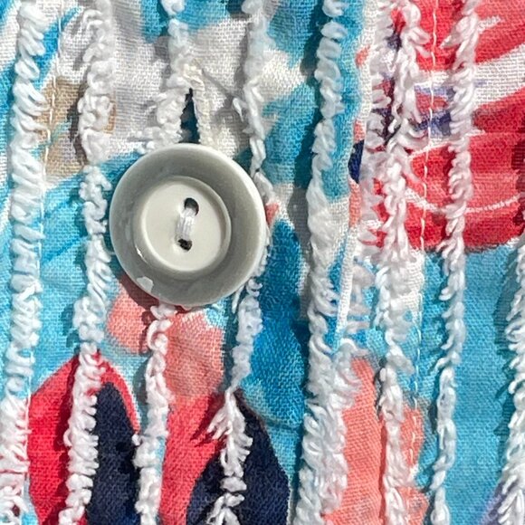 Vintage 1970s Floral Button-Up Housecoat Dress / Duster Robe / Caftan / Medium - Picture 11 of 13